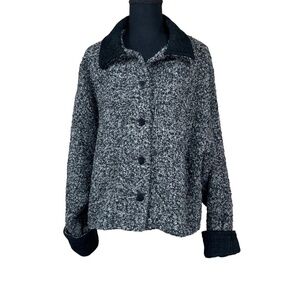 Weave of the Irish Gray Black Wool Boucle Jacket Blazer Ireland Size L